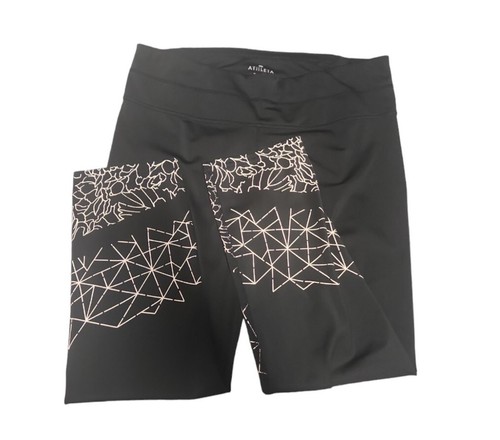 Athleta Black Floral Graphic Sonar Capri Leggings Women Size M, Pre-owned
