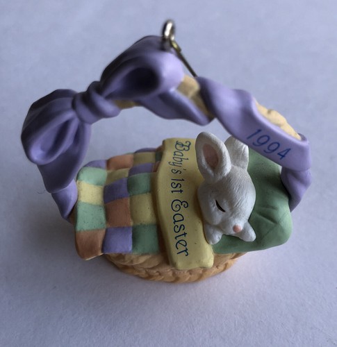 BABY'S FIRST EASTER Bunny in Basket Hallmark Keepsake Ornament 1994 - Picture 2 of 6
