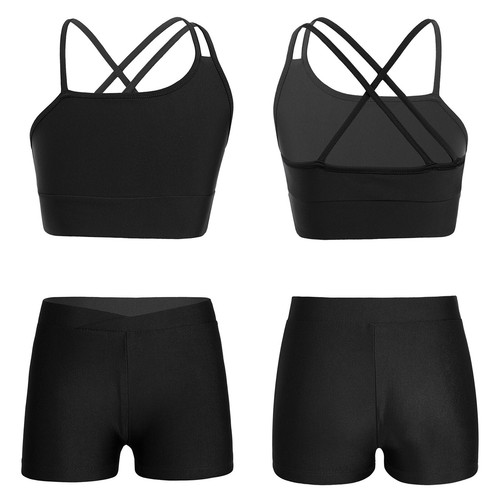 Kids Girls Set Asymmetrical Suit Strappy Outfits Beachwear Dancewear Running - Picture 6 of 64