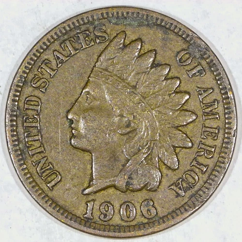 ***VINTAGE U.S. BRONZE***1906 INDIAN HEAD PENNY BETTER DATE VF Y280