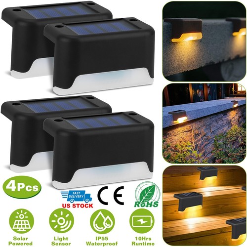 4Pcs Solar LED Step Lights Outdoor Waterproof Dusk To Dawn Sensor Fence Lamps - Picture 13 of 18