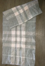 womens GRAY PINK SOFT PLAID INFINITY SCARF 60 inch around x 12.5 wide SOFT!