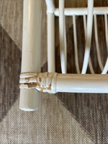Vintage 70s MCM Bamboo Rattan Magazine Rack Towel Holder Boho Wicker Coastal - Picture 8 of 18