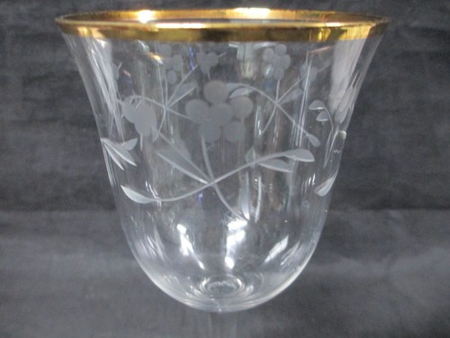 6 BICCHIERI incisi VINO CRISTALLO JUGOSLAVIA bordo oro 6" - Foto 4 di 5
