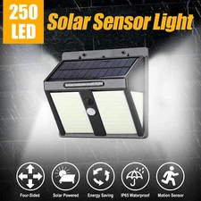 250 LED Solar Motion Sensor Lights Outdoor Garden Security Wall Lamp Floodlight