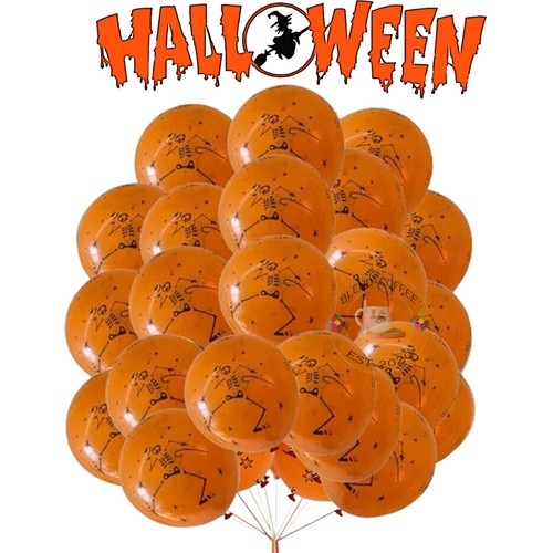 12''Black Halloween Party Balloons Black & Orange Balloons latex Halloween Party - Picture 4 of 5