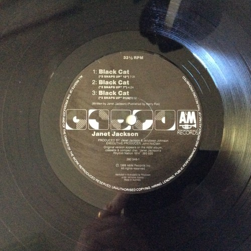 Janet Jackson BLACK CAT 12" Vinyl 33 RPM A&M Records Single 1989 - Picture 3 of 4