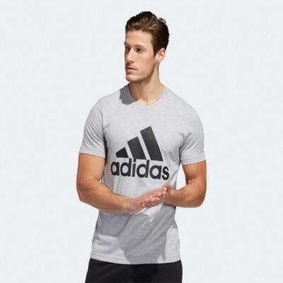 New Men Adidas Athletics Tee T-shirt Shirt Short Sleeve Grey
