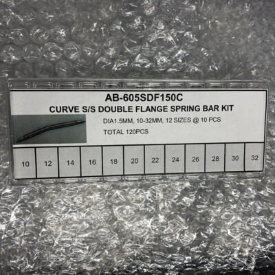 Curve S/S Double Flange Dia 1.5mm Watch Spring Bar Kit 12 Sizes 120PCS/Box