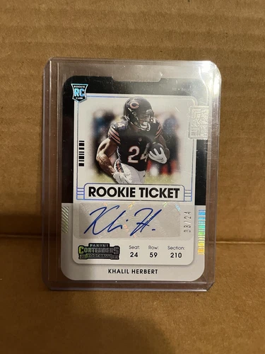 2021 Panini Contenders Khalil Herbert RC Rookie Ticket Stub Variation Auto /49!