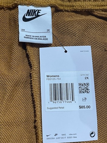 Nike Fleece Women 2X High Rise Full Length Sweatpants Slit Leg Gold FB3125-754 - Picture 10 of 12