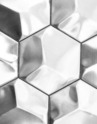 Mosaïque Hexagone Inox Argent Miroir WB129-HXM20SD – Une Touche Moderne Pour Ton Mur