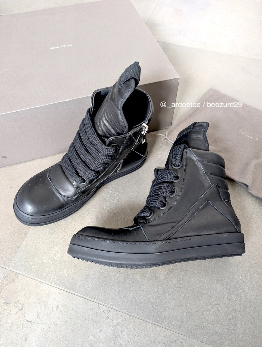 靴 Rick Owens - Jumbolace High Top Sneaks RICK OWENS - Women Leather Jumbolace Sneakers – Atelier New York