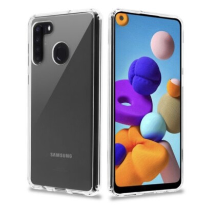 For Samsung A21 - Highly Transparent Clear/Transparent Clear Sturdy Gummy Cover