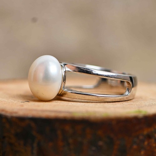 Pearl Ring Handmade Silver Ring 925 Sterling Silver With White Rhodium Ring - Picture 5 of 9