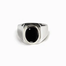 Natural Black Onyx Gemstone Ring 925 Sterling Silver Handmade Jewelry
