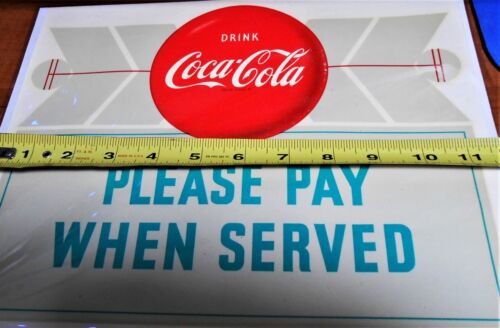 Vintage Original 1950 Unused NOS COCA-COLA "Please Pay When Served" Decal - Picture 3 of 10