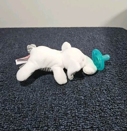 Wubbanub grau & weiß Streifen Elefant Baby Soothie Lovey Schnuller Plüsch - Bild 4 von 6