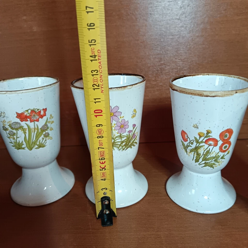Mazagrans En Grès À Décor De Fleurs, Lot De 6, Tasses Vintage - Photo 4/4