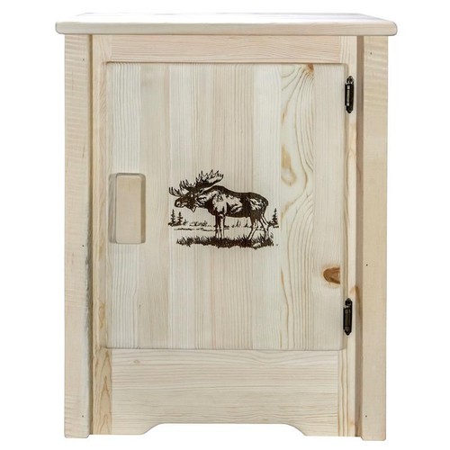 Montana Woodworks Homestead Wood Accent Cabinet with Moose Design in Natural - Picture 2 of 6