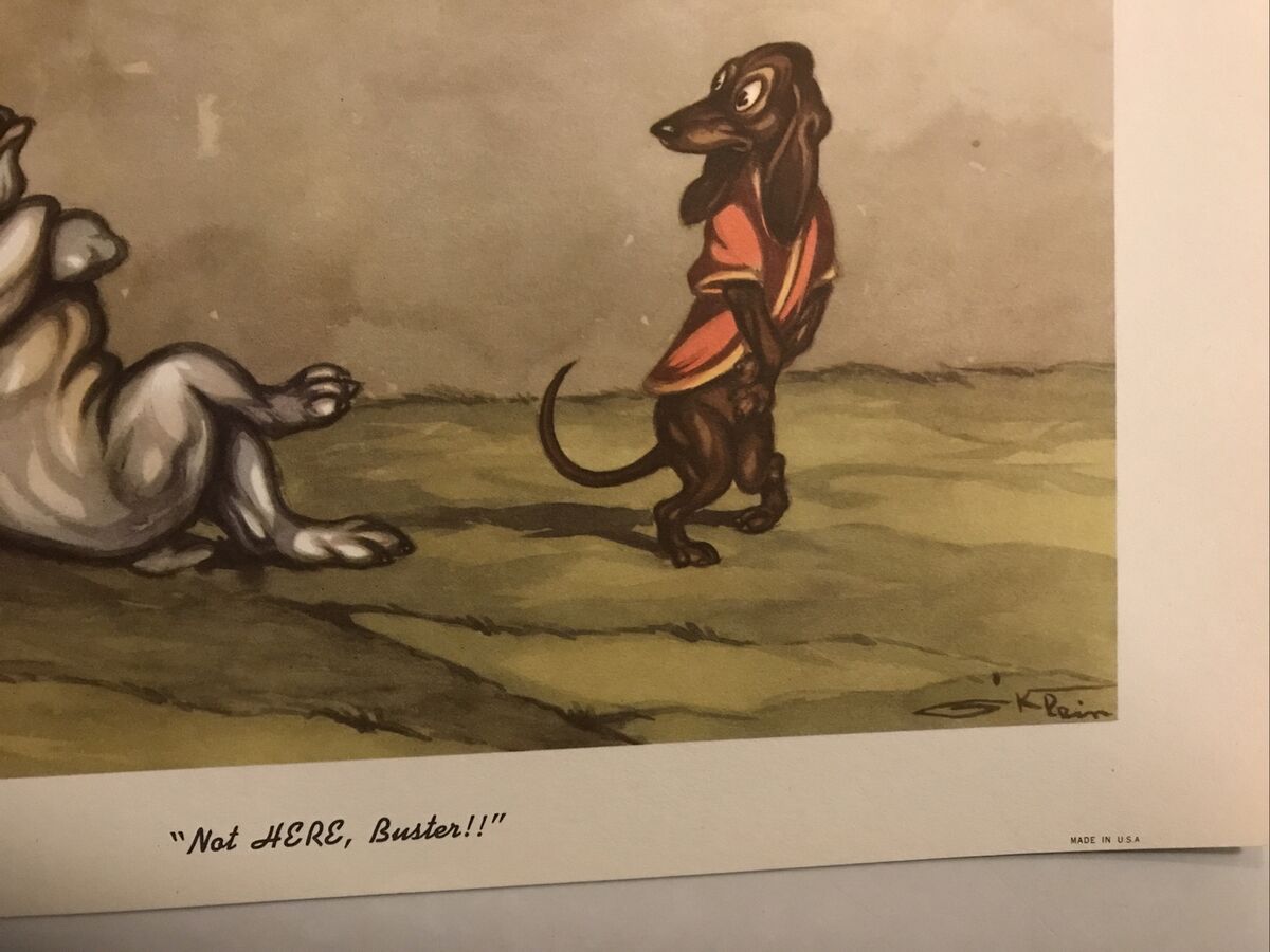 Boris O'Klein Vintage Dirty Dogs Of Paris Print “Not HERE