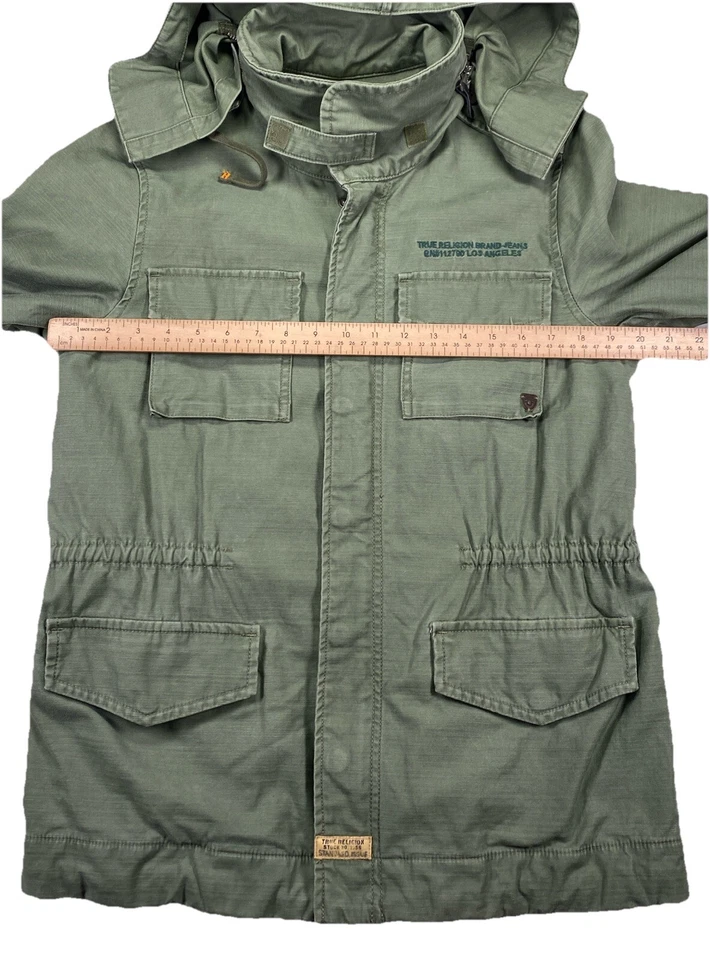 Chaqueta con Capucha True Religion Superior Goods Para Hombre Pequeña Estilo Militar Verde Foto 3 de 4