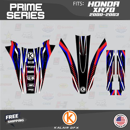 Graphics Kit for Honda XR70 (2001-2003) XR 70 Prime Series - Red Blue - Picture 4 of 6