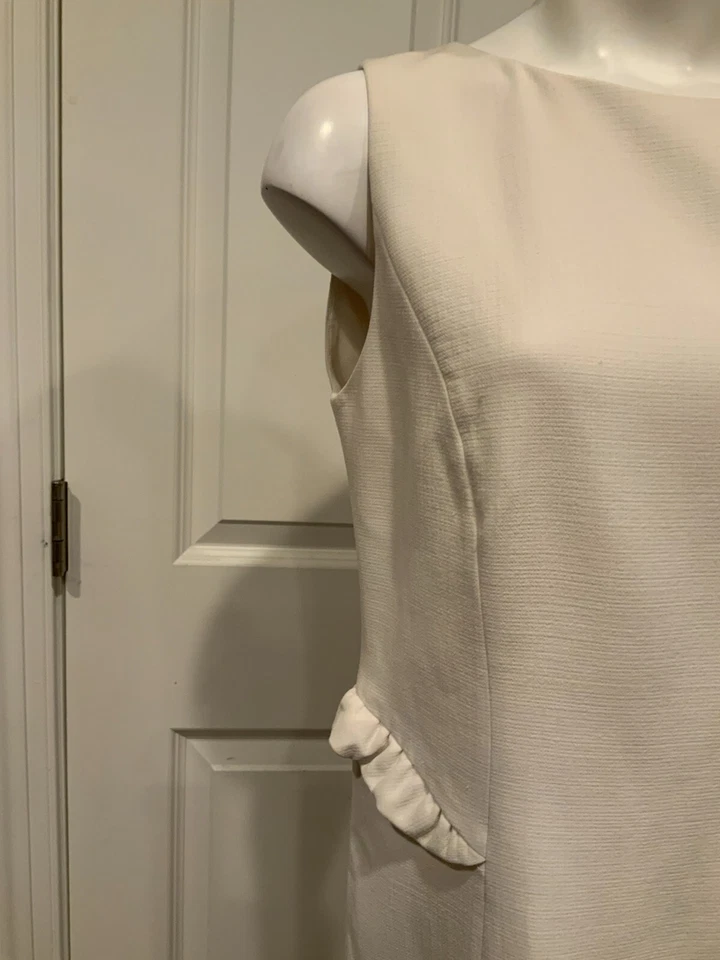 Vestido Vaina Emilio Pucci Blanco Off-Sin Mangas con Dobladillo y Borde con Volantes, Talla 12 EE. UU. Foto 3 de 4