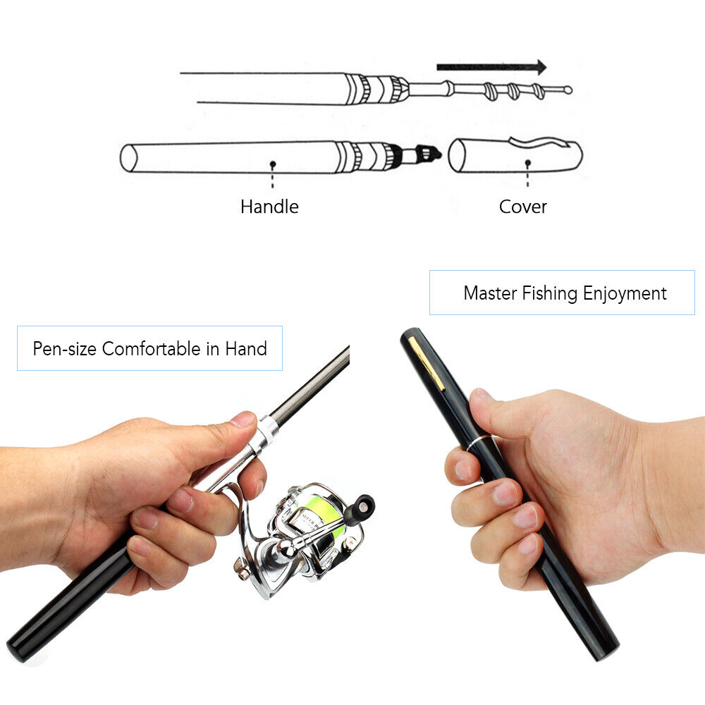 1M / 1.4M Pocket Collapsible Fishing Rod Reel Combo Pen Fishing Pole M2M2