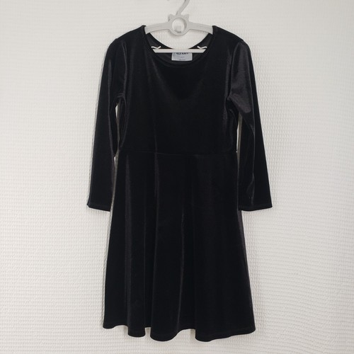 Old Navy Velvet Dress Girls Large 10-12 Black Long Sleeve Holiday Fit & Flare