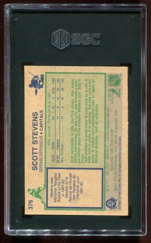 1983 O-Pee-Chee #376 Scott Stevens SGC 8 NM-MT Rookie RC HOF Capitals~(PL) - 第 2/3 張圖片
