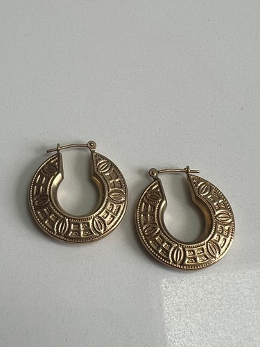 PAIR OF 9ct GOLD FANCY CREOLE HOOP EARRINGS