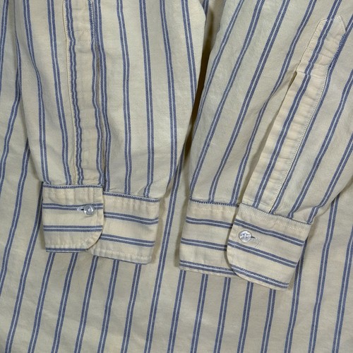 Brooks Brothers Shirt Mens 15.5 32 Yellow Blue Striped OCBD Makers Vintage USA - Picture 4 of 14