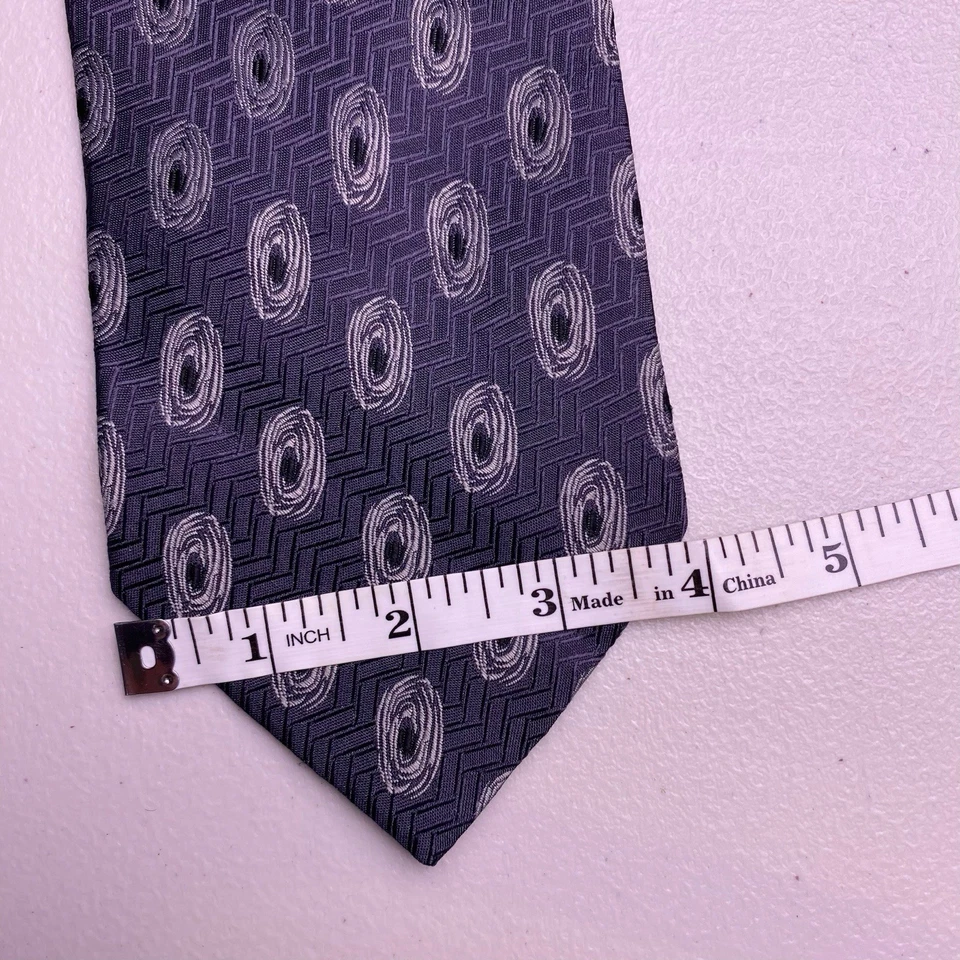 Corbata Giorgio Armani 59x4 Seda Acetato Gris Geométrica Italia Foto 2 de 4