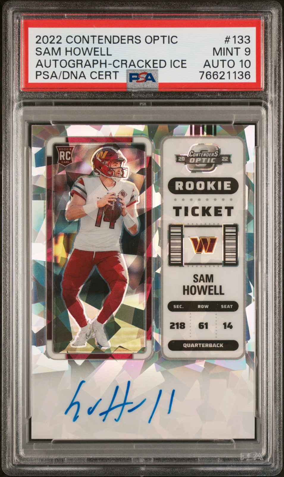 2022 CONTENDERS OPTIC AUTO-CRACKED ICE #133 SAM HOWELL 13/22 PSA 9 AUTO 10