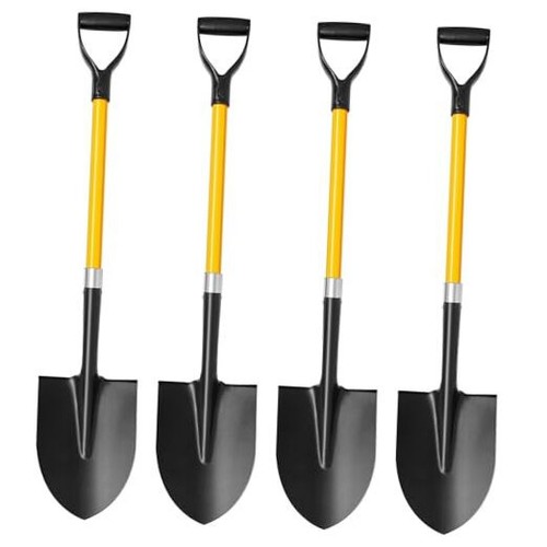 4 Pack Heavy Duty Digging Shovel Long Metal Shovel with Comfortable D Handel,