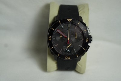 Alpina Seastrong Diver Quartz Chronograph 44mm Black Dial Rubber Strap 300m