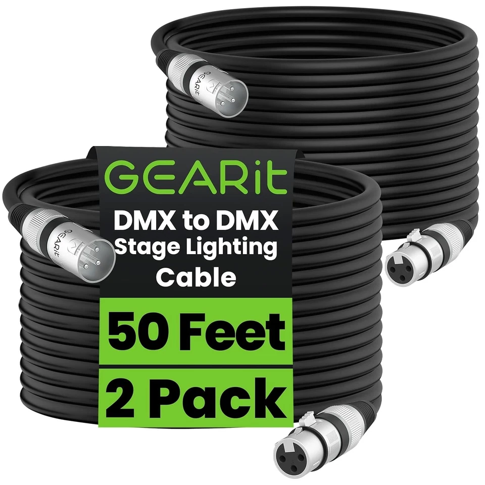 Premium 50ft DMX to DMX Cable - Heavy-Duty 3-Pin XLR for Superior Signal - Image 3 of 4