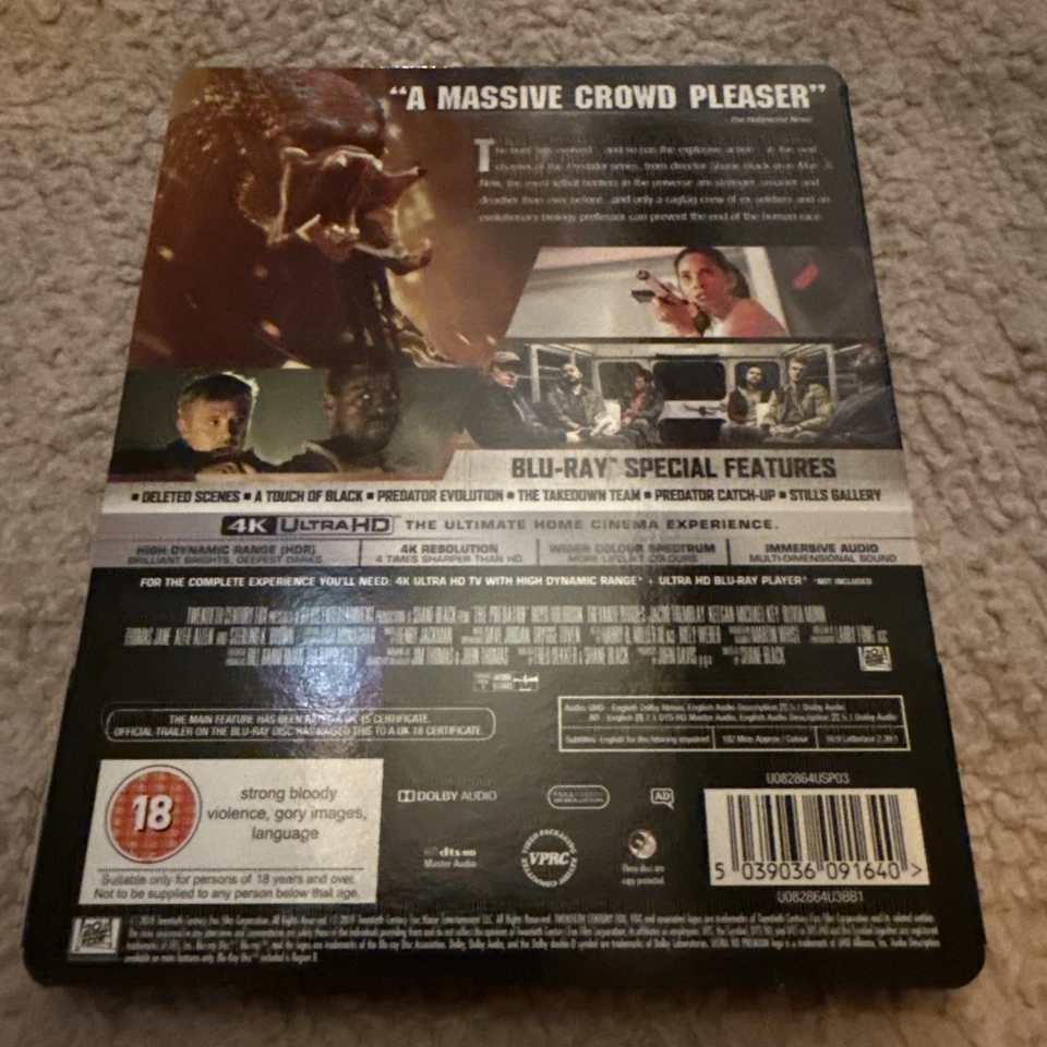 THE PREDATOR - UK EXCLUSIVE 4K + BLU RAY STEELBOOK - NEW & SEALED - Image 2 of 3