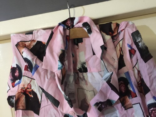 notorious big shirt size s collared button up biggie pink gangsta - Foto 5 di 11