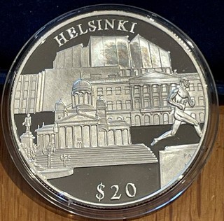 Liberia 20$ Silver Proof 2000 European Landmarks Helsinki .999Ag 20g 0.64oz ASW