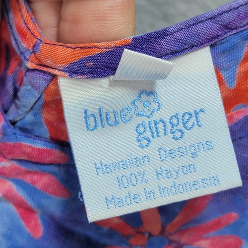 Robe bleu gingembre femme XL pull hawaïen coloré floral tie dye sans manches - Photo 9/14