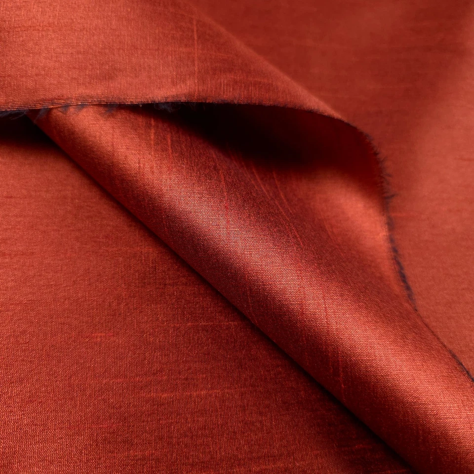 CINNAMON BARK FAUX SILK POLY DUPIONI FABRIC 58" BY THE YARD RED BROWN BLACK - Image 2 of 4