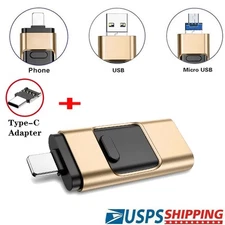 Portable Type C USB Flash Drive Memory Stick For iPhone 14 15 16 Android 4 IN1