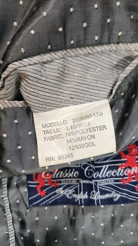 English Laundry Sport Coat Mens 40R Gray Hand Sewn Collar Polyester Rayon Wool - Picture 11 of 11