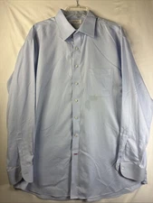 Cremieux Mens Luxury 120s Prima Cotton Dress Shirt 17/35 Blue
