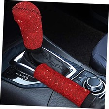 Car Handbrake Cover Gear Shift Knob Cover, Universal Smooth Breathable Car Red