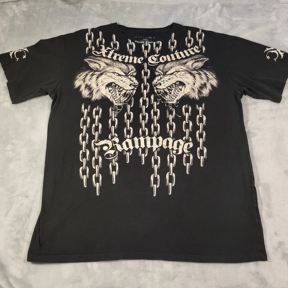 Camiseta XTREME COUTURE Quinton Rampage Jackson Wolves Eslabón de Cadena 2XL De Colección y2k Foto 2 de 4