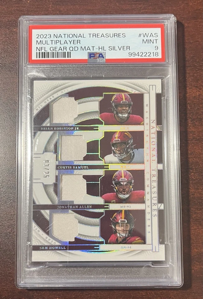 Equipo multijugador NFL National Treasures 2023 plateado PSA 9 POP 1 Washington/25 Foto 2 de 4