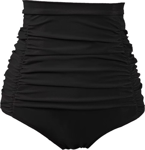 Women's Ruched High Waisted Bikini Bottom Retro Vintage Swim Short Tankinis B...